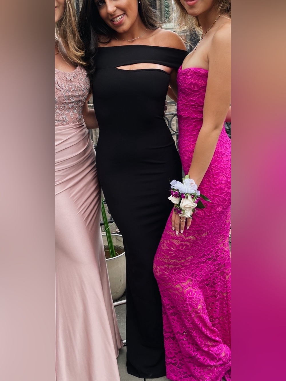 Nookie Off-Shoulder Black Gown with Front Cutout